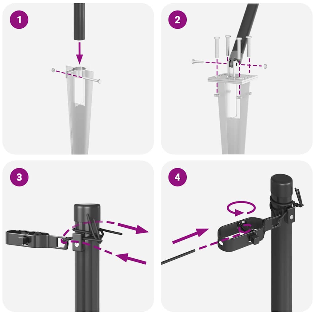 Set stâlpi pentru gard Manual 7 pcs Gri Ø32mm 100 cm Metal GartenMobel Dekor
