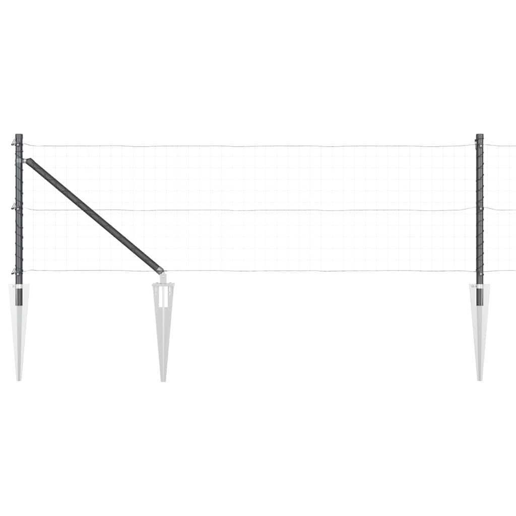 Set stâlpi pentru gard Manual 7 pcs Gri Ø32mm 100 cm Metal GartenMobel Dekor