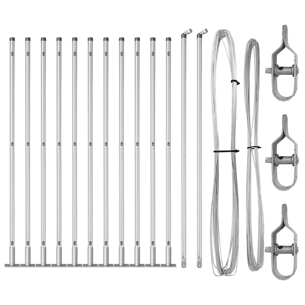 Stâlpi de gard 13 pcs Argintiu Ø32mm 160 cm Oțel galvanizat GartenMobel Dekor