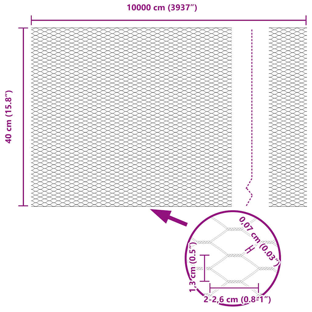 Gard Hexagonal Gri Gri 0.4 x 100 m Oțel GartenMobel Dekor