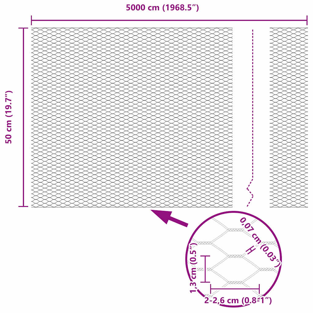 Gard Hexagonal Gri Gri 0.5 x 50 m Oțel GartenMobel Dekor