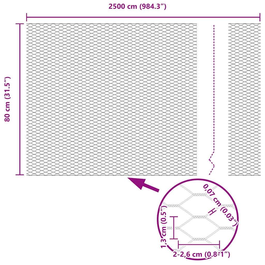 Gard Hexagonal Gri Gri 0.8 x 25 m Oțel GartenMobel Dekor