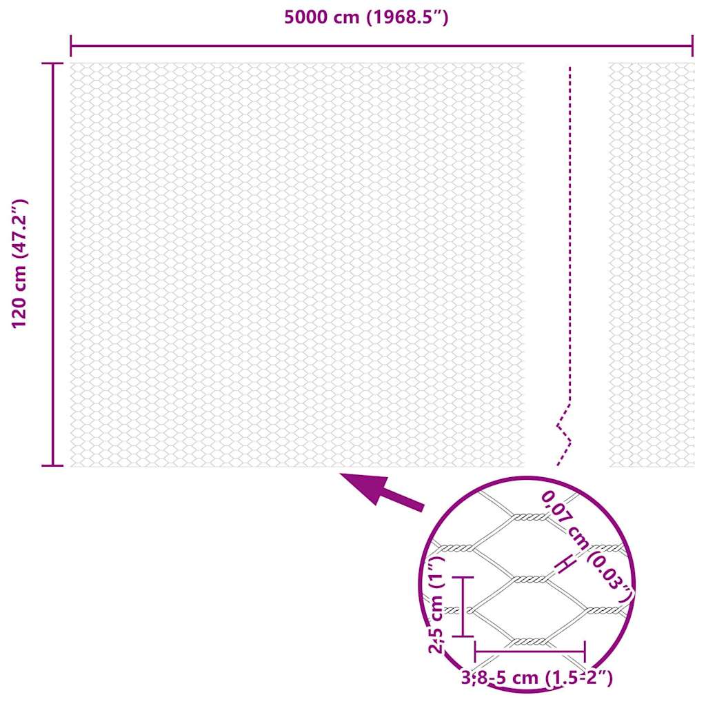 Gard Hexagonal Gri Gri 1.2 x 50 m Oțel GartenMobel Dekor