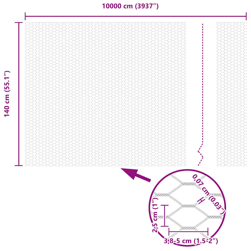 Gard Hexagonal Gri Gri 1.4 x 100 m Oțel GartenMobel Dekor