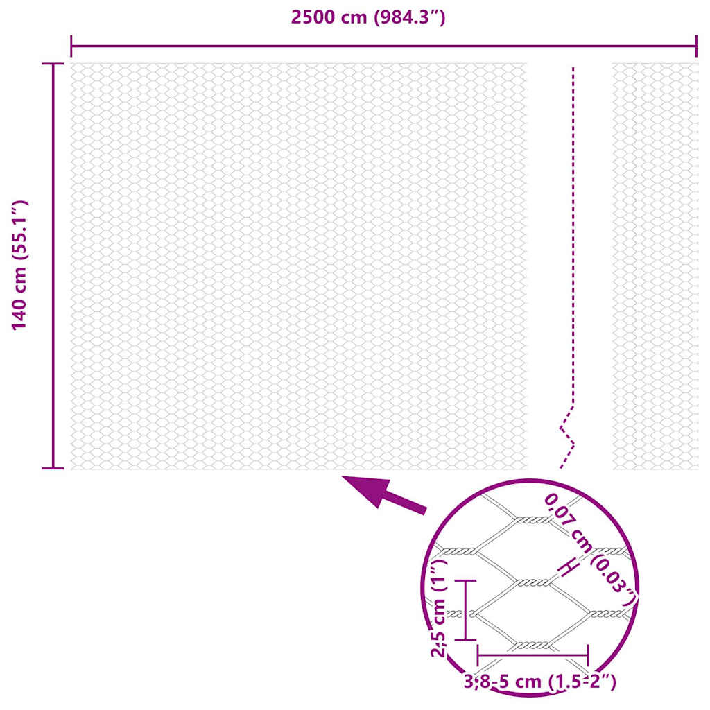 Gard Hexagonal Gri Gri 1.4 x 25 m Oțel GartenMobel Dekor