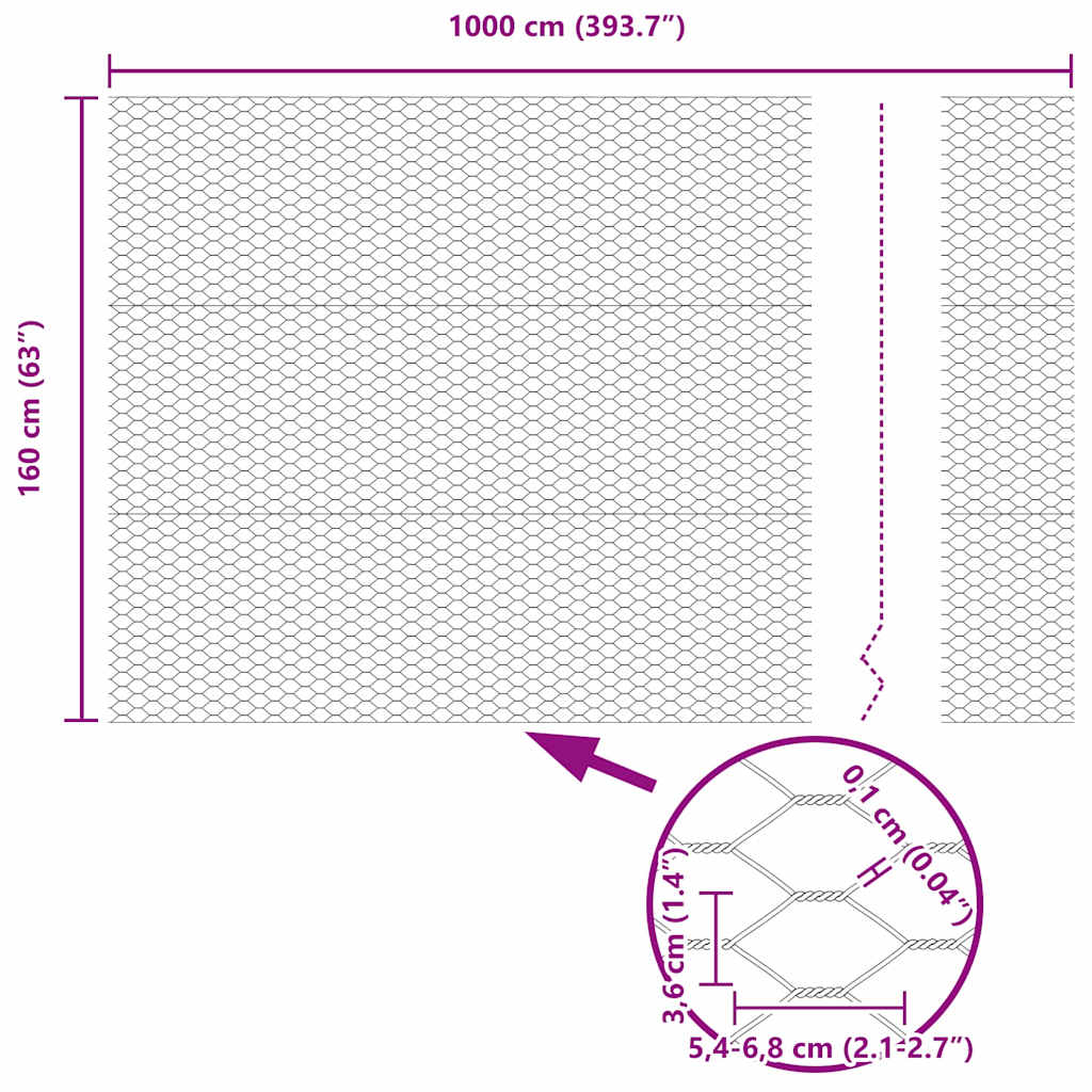 Gard Hexagonal Gri Gri 1.6 x 10 m Oțel GartenMobel Dekor