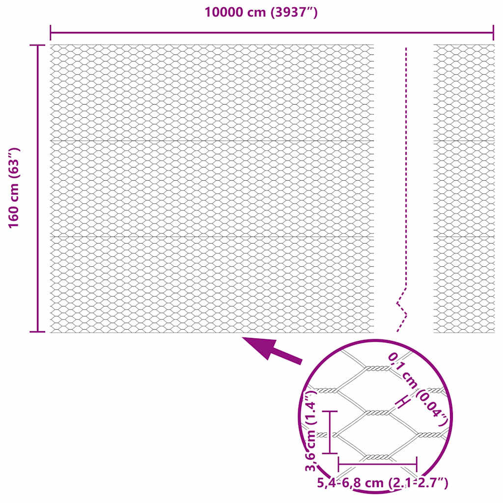 Gard Hexagonal Gri Gri 1.6 x 100 m Oțel GartenMobel Dekor