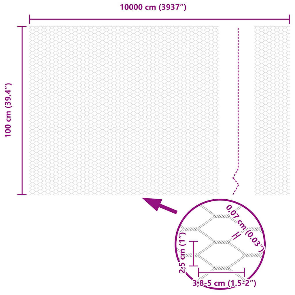 Gard Hexagonal Gri Gri 1 x 100 m Oțel GartenMobel Dekor