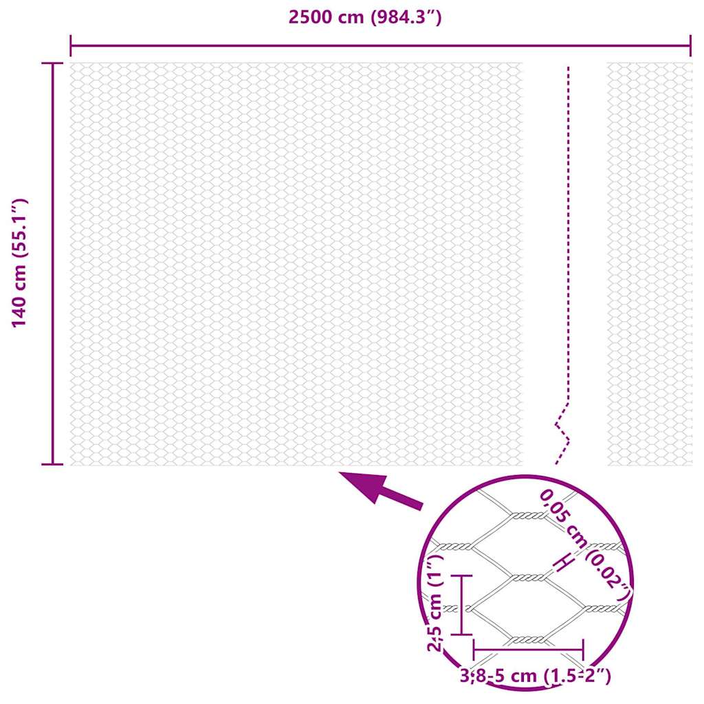 Gard Hexagonal Gri Argintiu 1.4 x 25 m Oțel galvanizat GartenMobel Dekor
