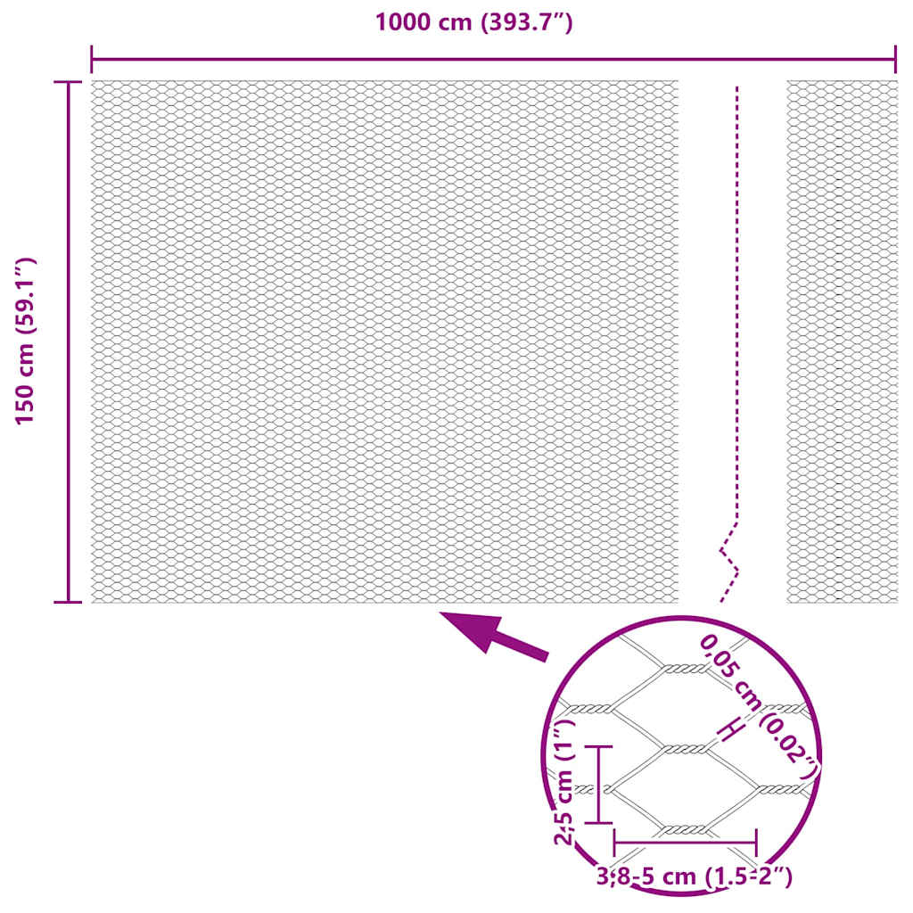 Gard Hexagonal Gri Argintiu 1.5 x 10 m Oțel galvanizat GartenMobel Dekor