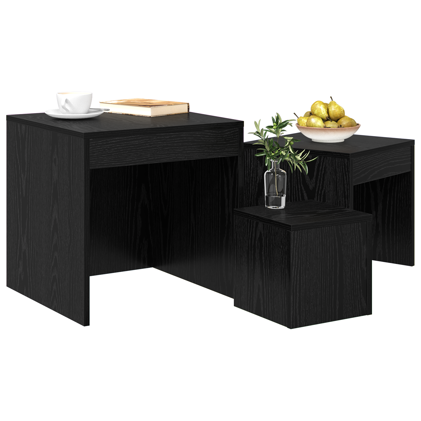 Măsuțe de cafea 3 pcs Stejar negru 45 x 45 x 45 cm GartenMobel Dekor