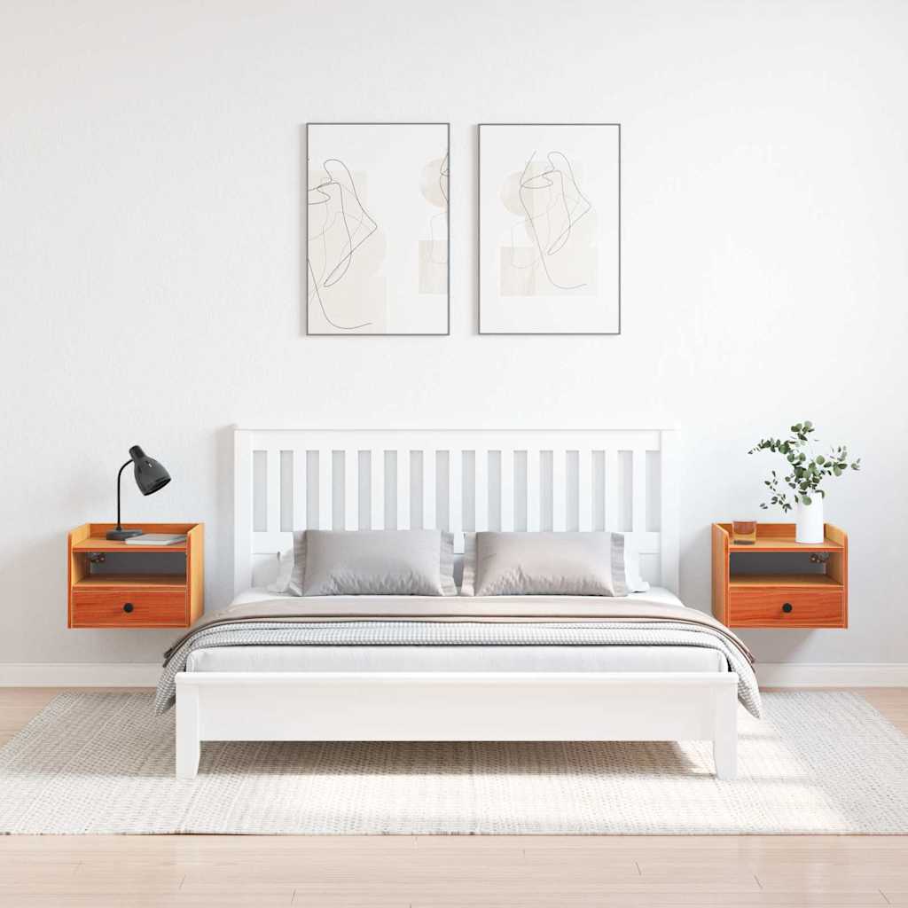 Mese de noptieră cu sertar Pe perete 2 pcs Maro ceruit 38 x 36 x 29.5 cm GartenMobel Dekor