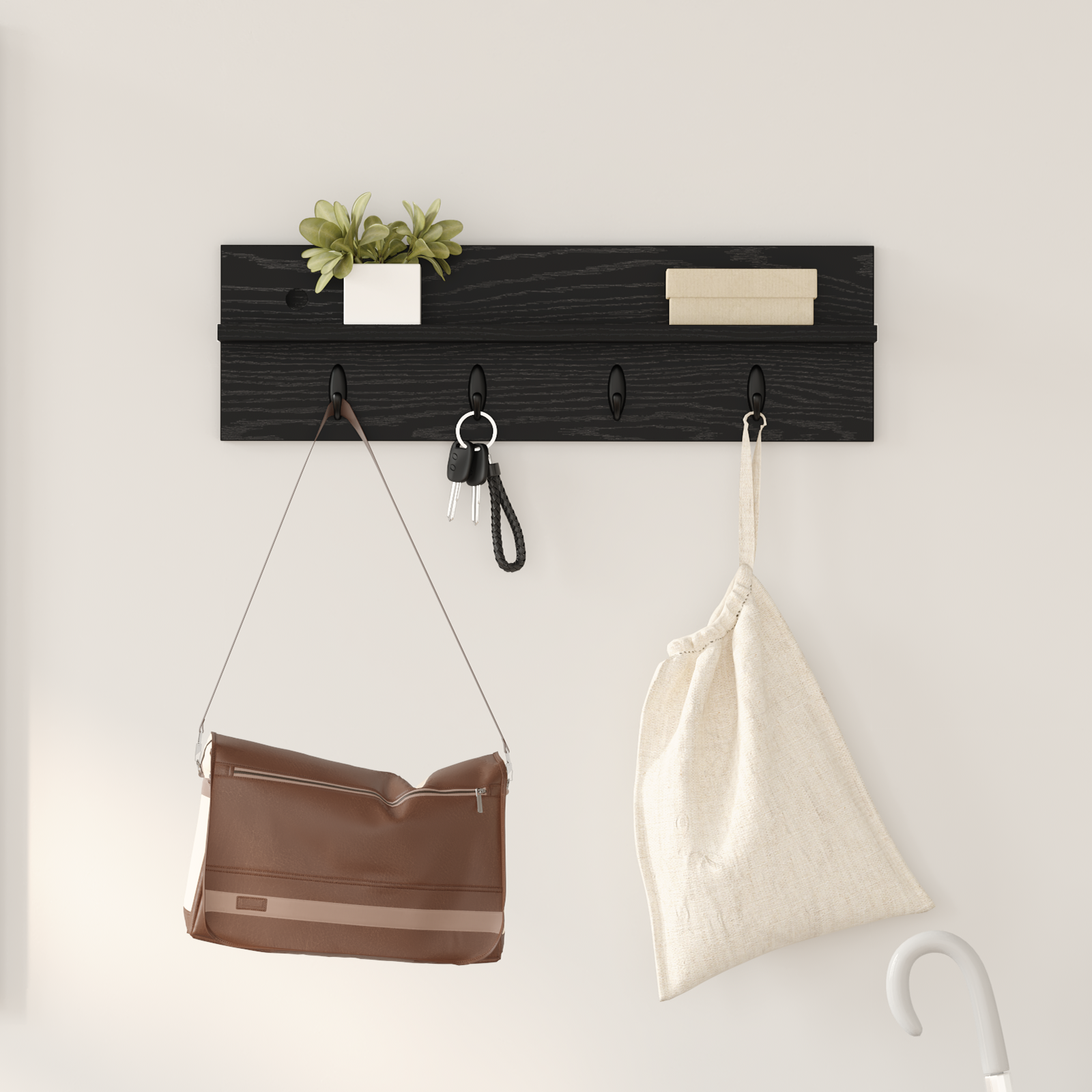 Răcător de paltoane montat pe perete cu raft Pe perete Stejar negru GartenMobel Dekor