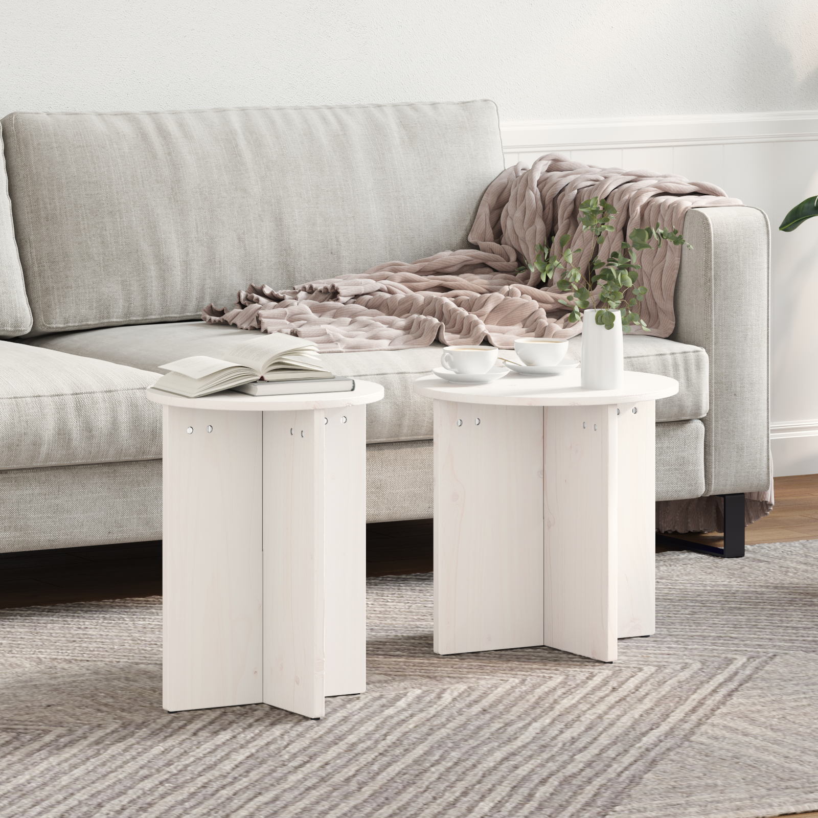 Set de măsuțe de cafea 2 pcs Alb 41.5 x 41.5 x 41 cm GartenMobel Dekor