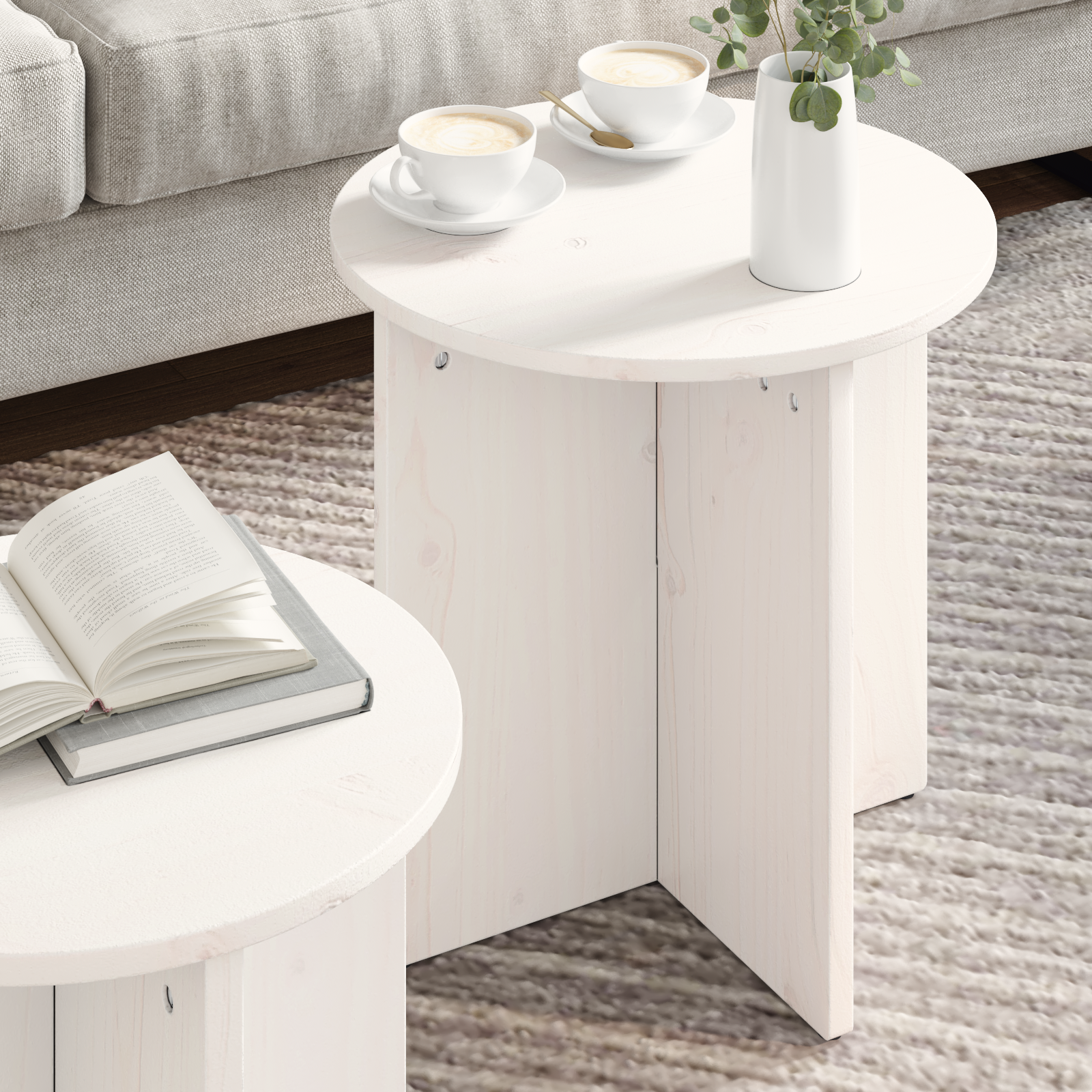 Set de măsuțe de cafea 2 pcs Alb 41.5 x 41.5 x 41 cm GartenMobel Dekor