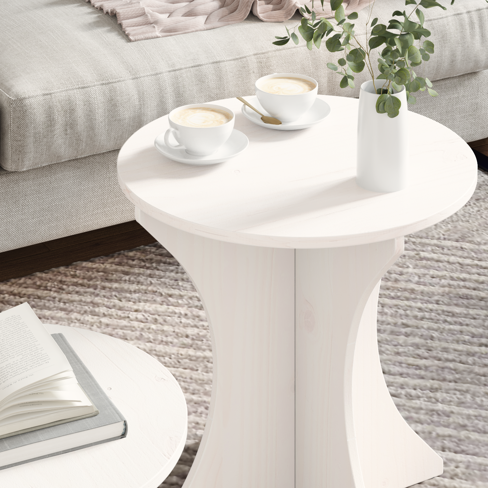 Set de măsuțe de cafea 2 pcs Alb 46 x 46 x 47 cm GartenMobel Dekor