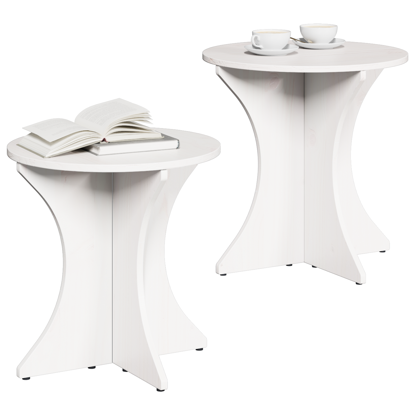 Set de măsuțe de cafea 2 pcs Alb 46 x 46 x 47 cm GartenMobel Dekor