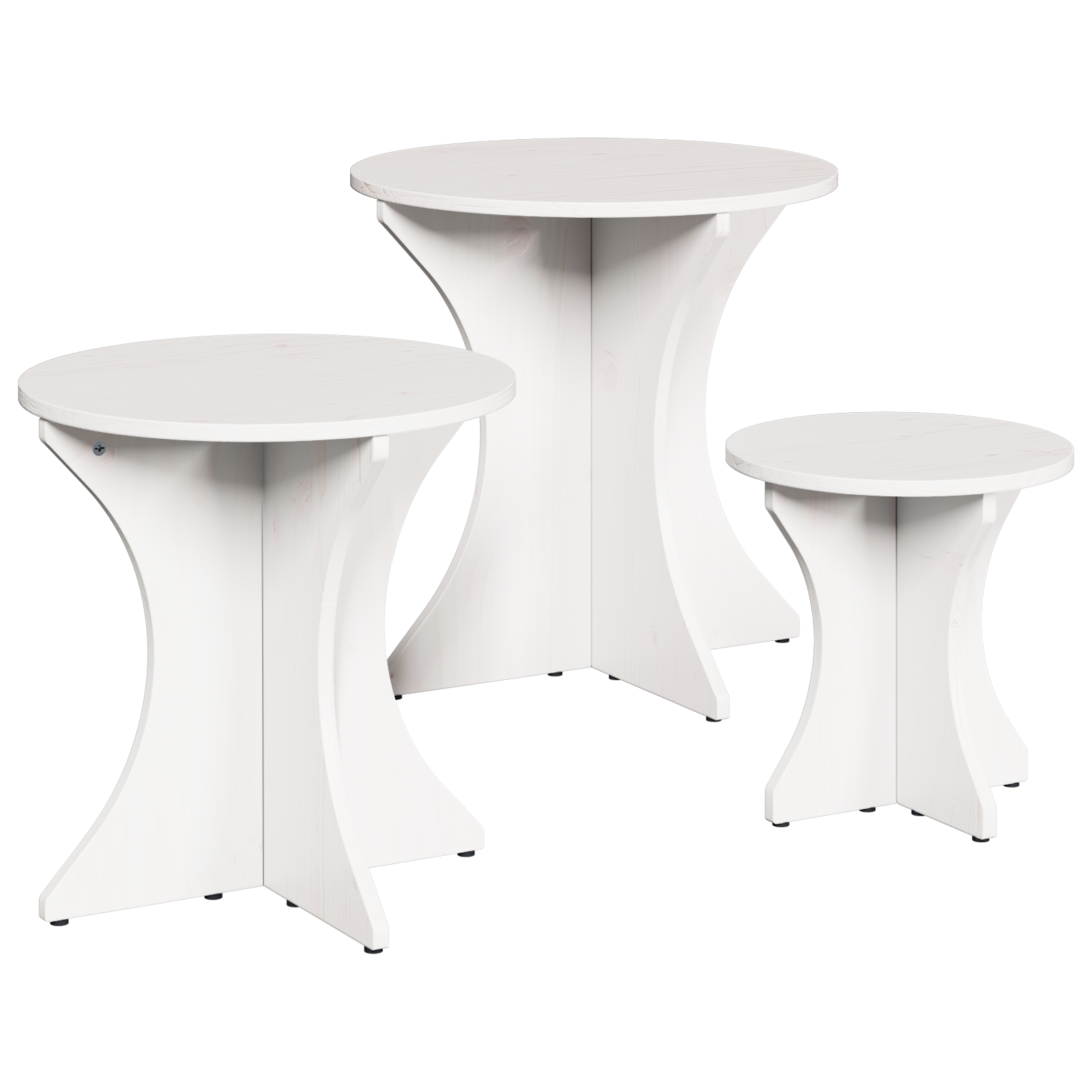 Set de măsuțe de cafea 3 pcs Alb 46 x 46 x 47 cm GartenMobel Dekor