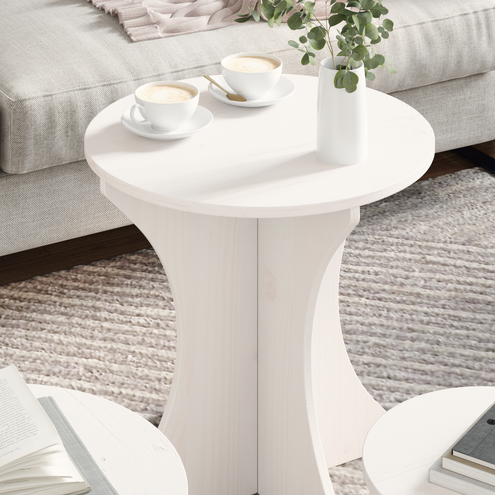Set de măsuțe de cafea 3 pcs Alb 46 x 46 x 47 cm GartenMobel Dekor