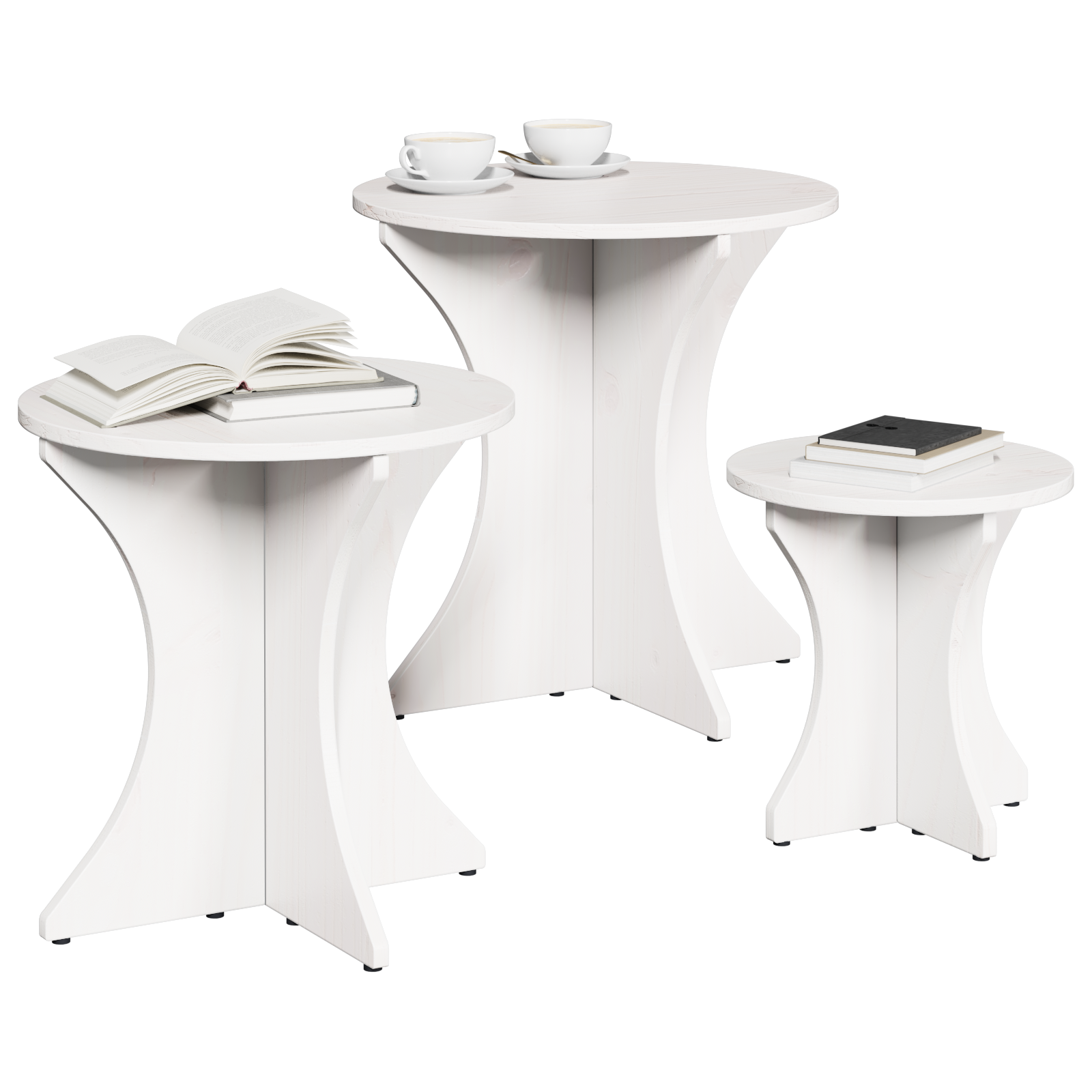 Set de măsuțe de cafea 3 pcs Alb 46 x 46 x 47 cm GartenMobel Dekor