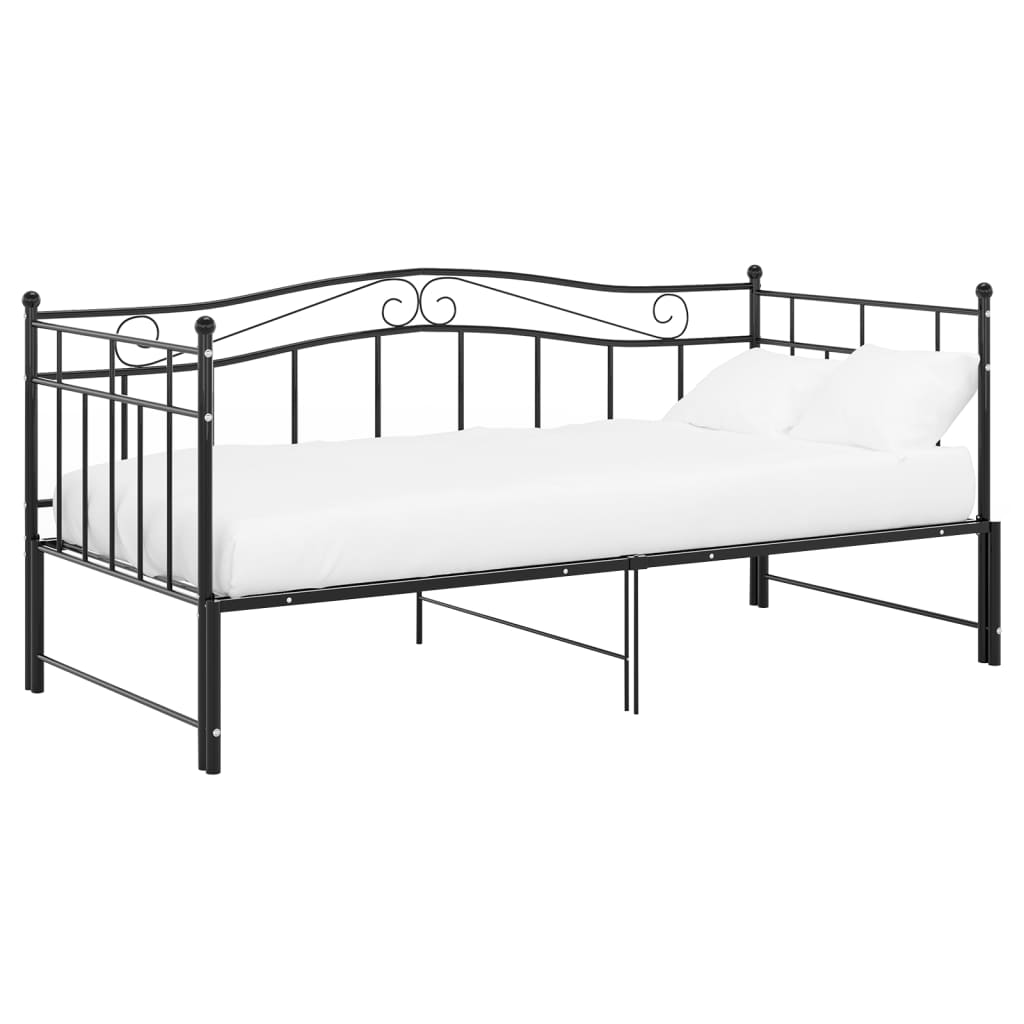 Cadru pat canapea extensibilă, negru, 90x200 cm, metal GartenMobel Dekor