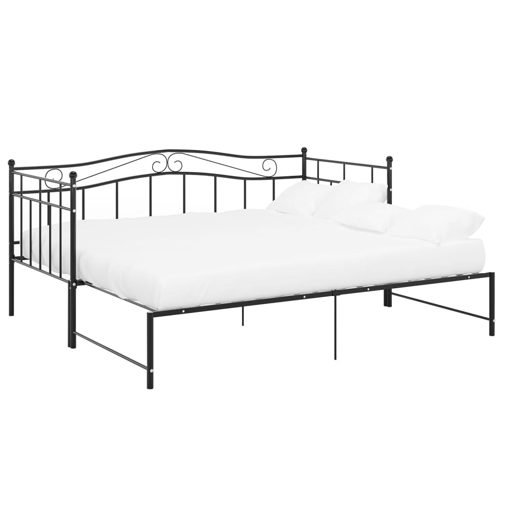 Cadru pat canapea extensibilă, negru, 90x200 cm, metal GartenMobel Dekor