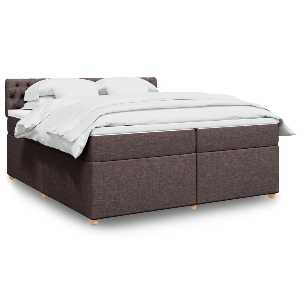 Pat box spring cu saltea, maro închis, 200x200 cm, textil GartenMobel Dekor