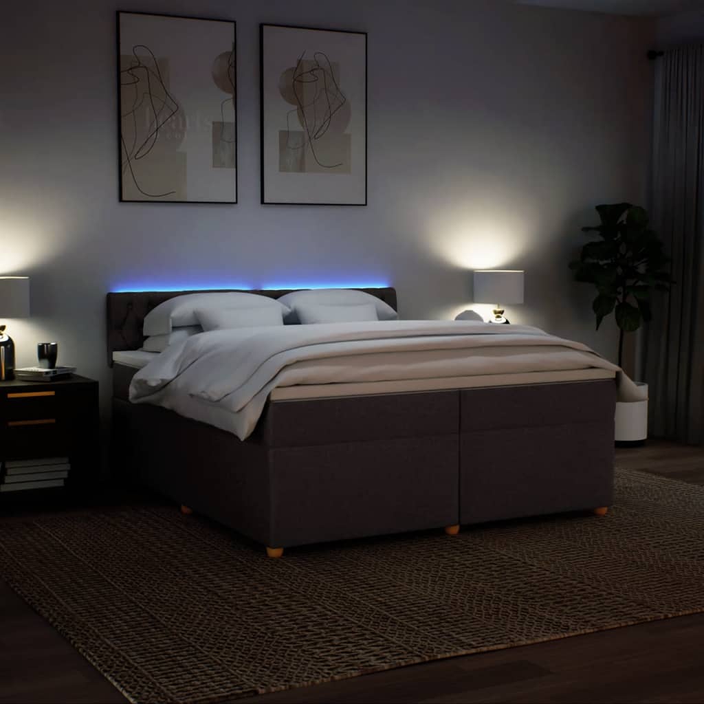 Pat box spring cu saltea, maro închis, 200x200 cm, textil GartenMobel Dekor