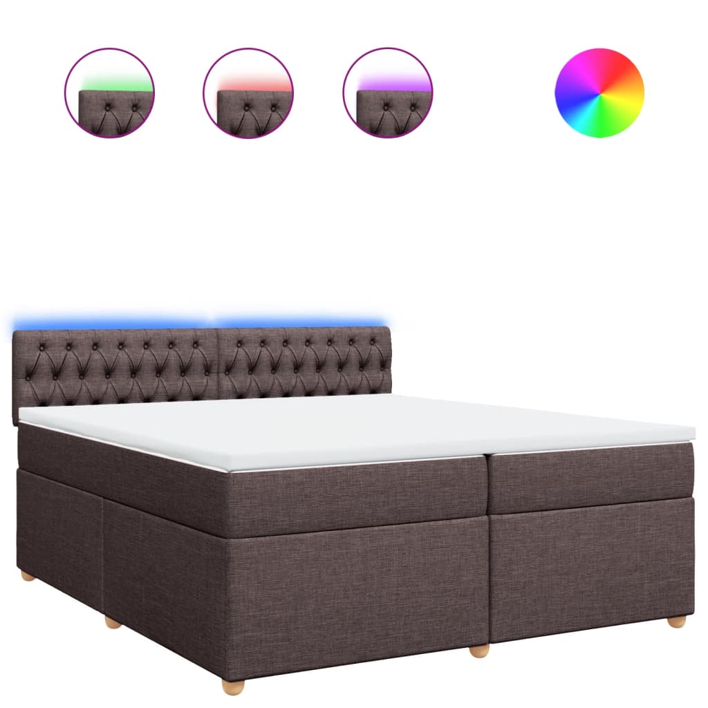 Pat box spring cu saltea, maro închis, 200x200 cm, textil GartenMobel Dekor