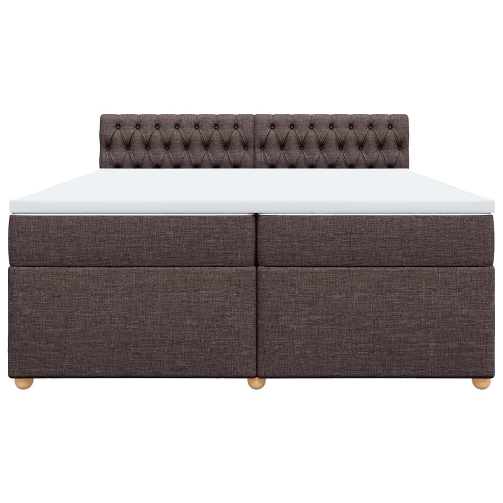 Pat box spring cu saltea, maro închis, 200x200 cm, textil GartenMobel Dekor
