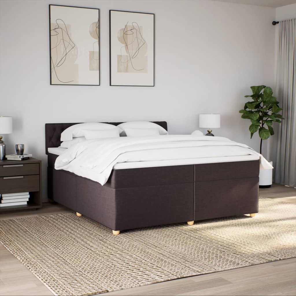 Pat box spring cu saltea, maro închis, 200x200 cm, textil GartenMobel Dekor