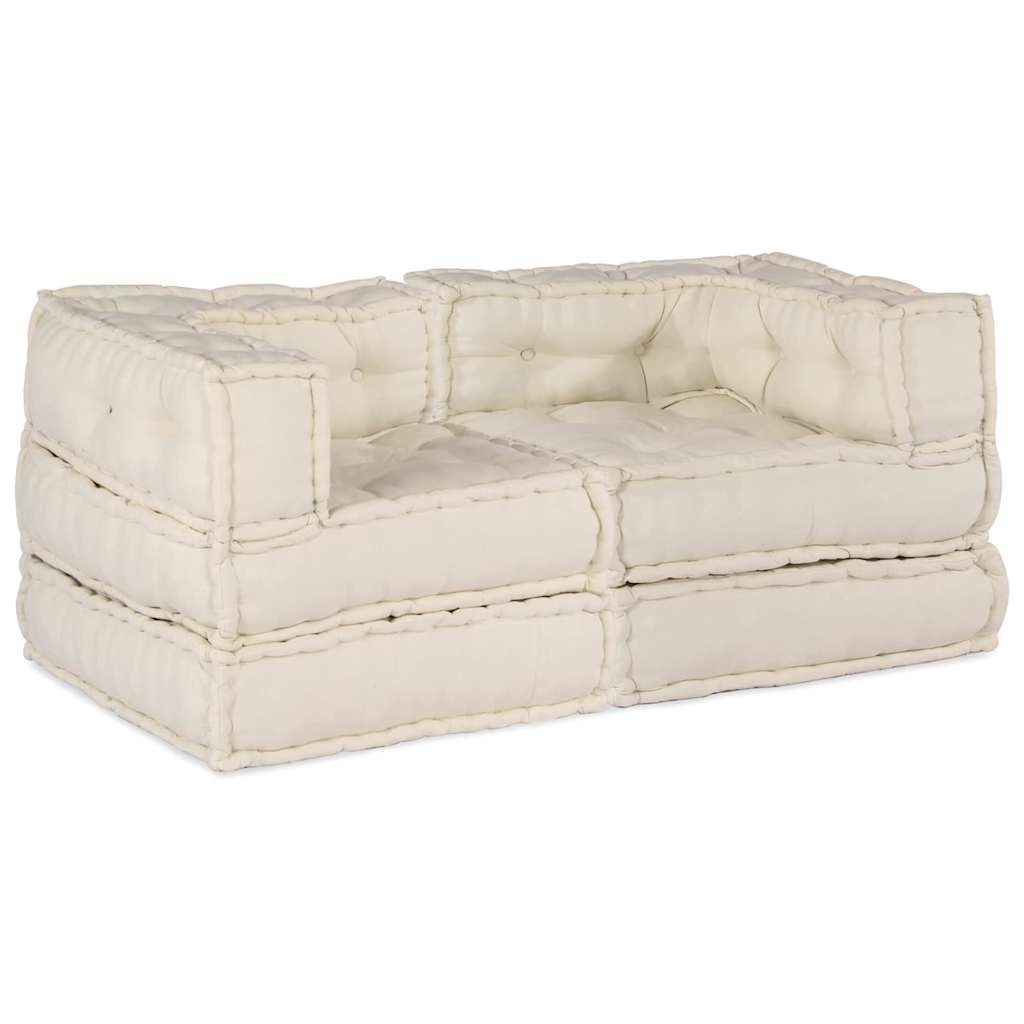Set fotolii puf modulare, 2 buc, crem, textil GartenMobel Dekor