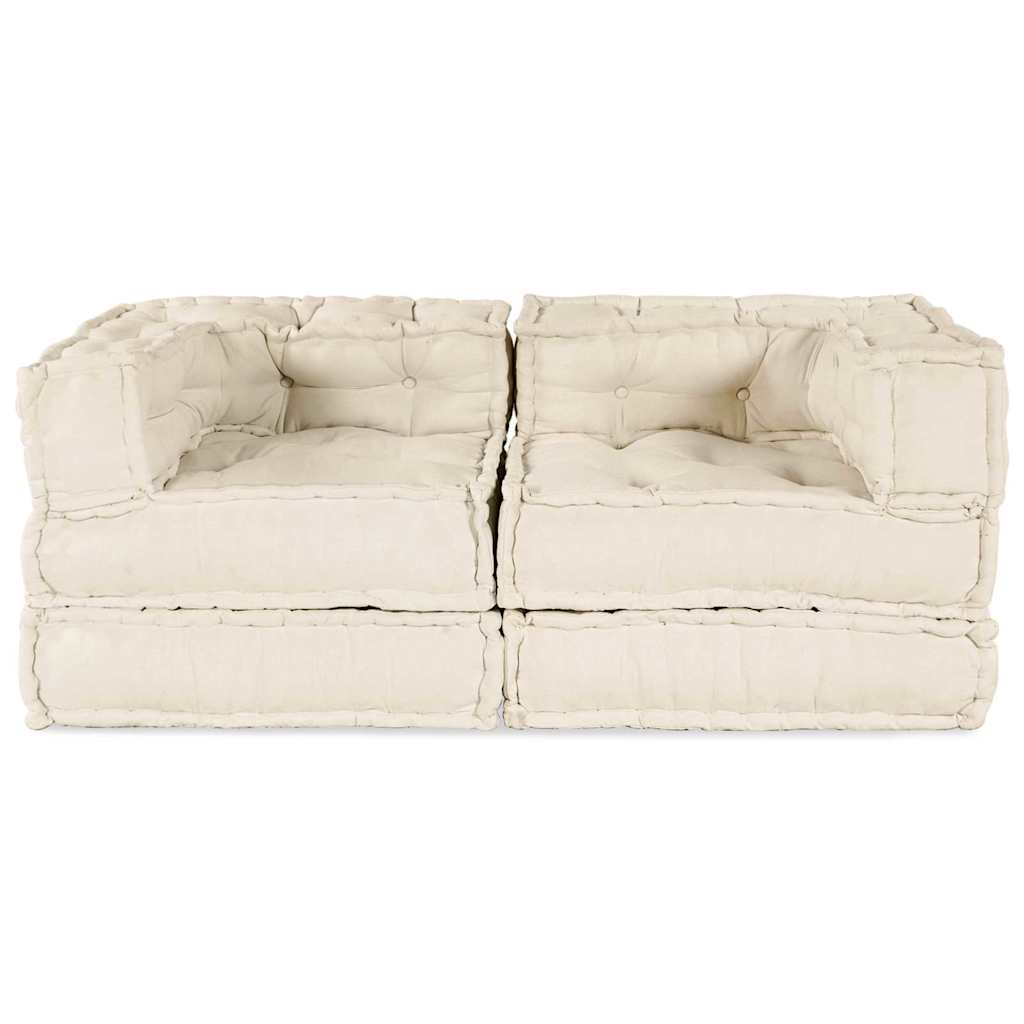 Set fotolii puf modulare, 2 buc, crem, textil GartenMobel Dekor