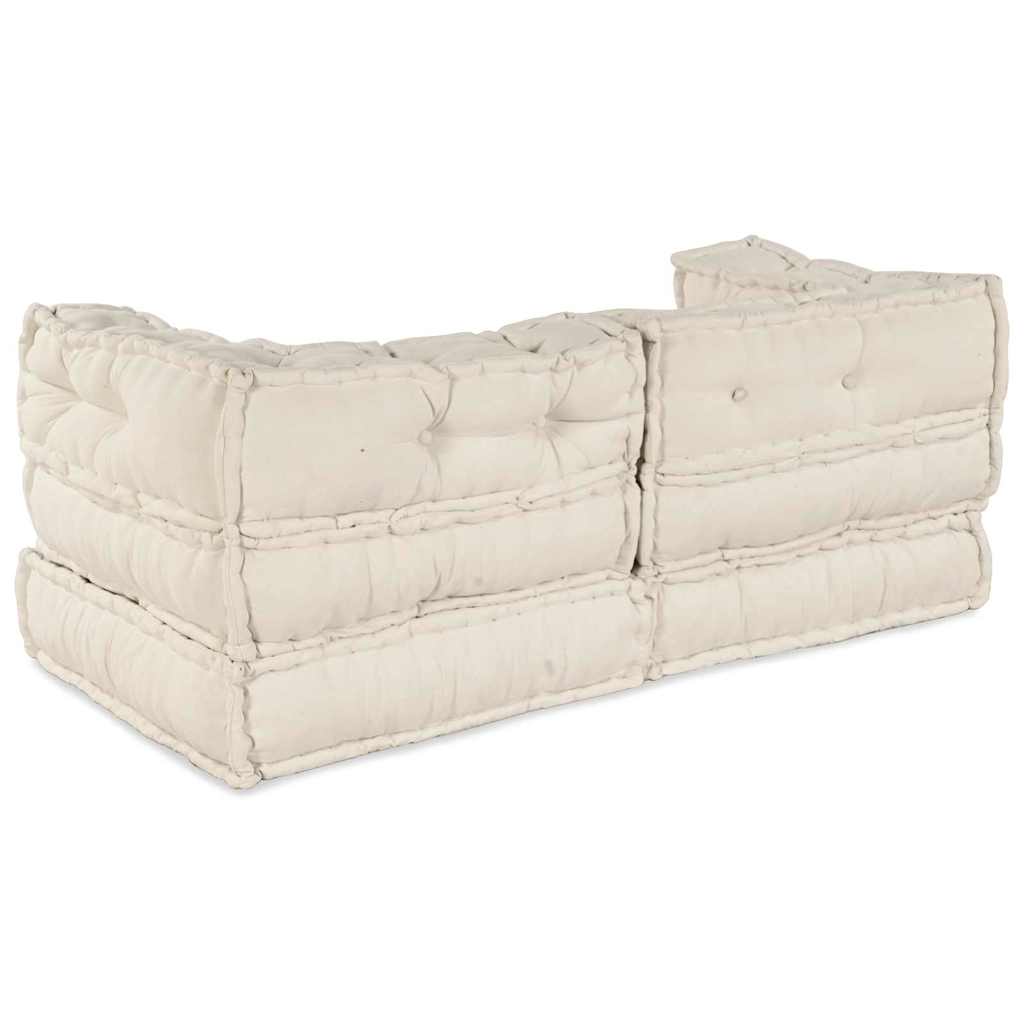 Set fotolii puf modulare, 2 buc, crem, textil GartenMobel Dekor