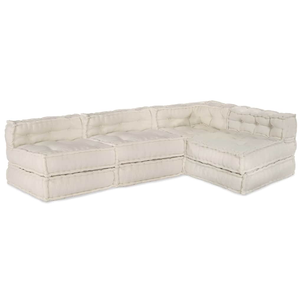 Set fotolii puf modulare, 4 buc, crem, textil GartenMobel Dekor