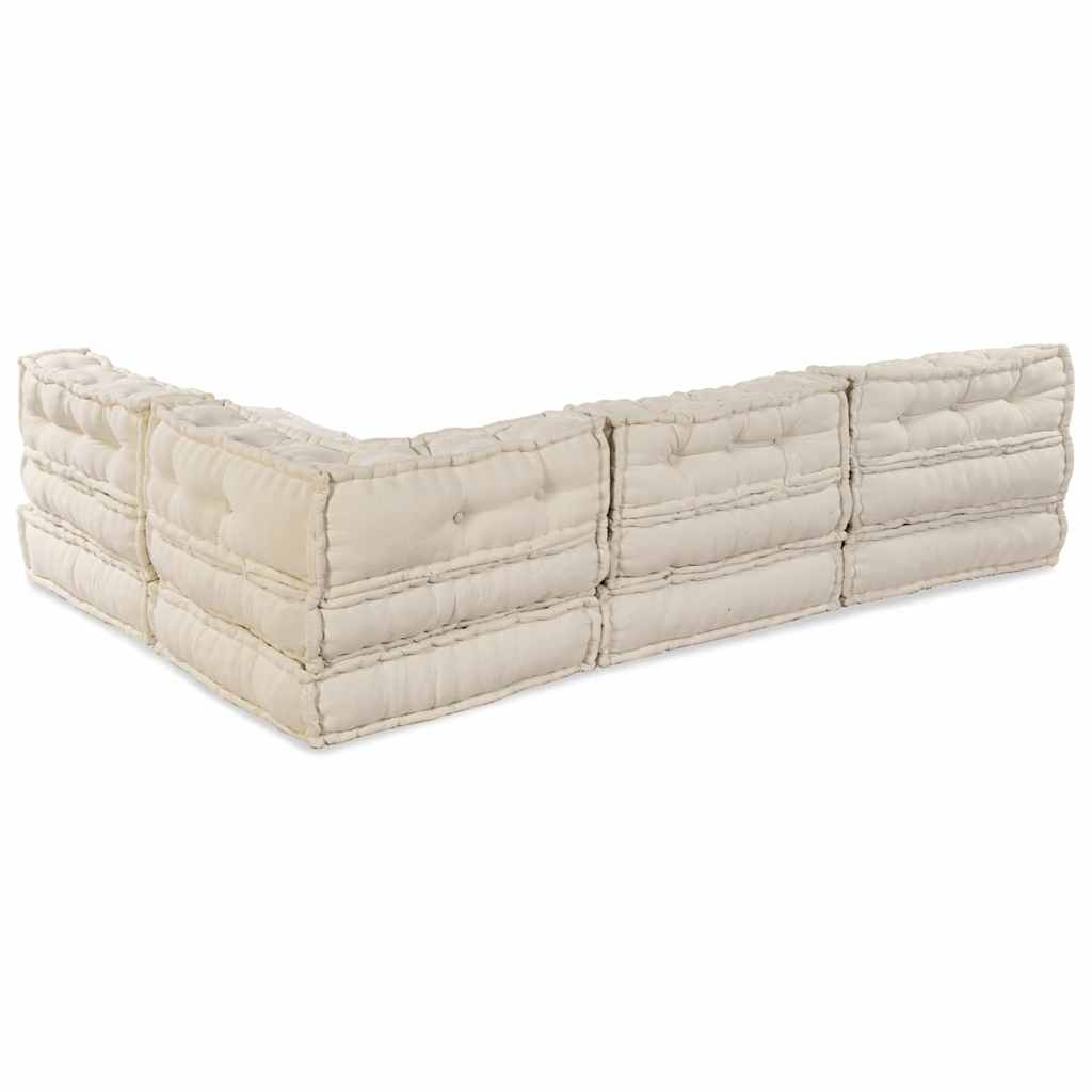 Set fotolii puf modulare, 4 buc, crem, textil GartenMobel Dekor