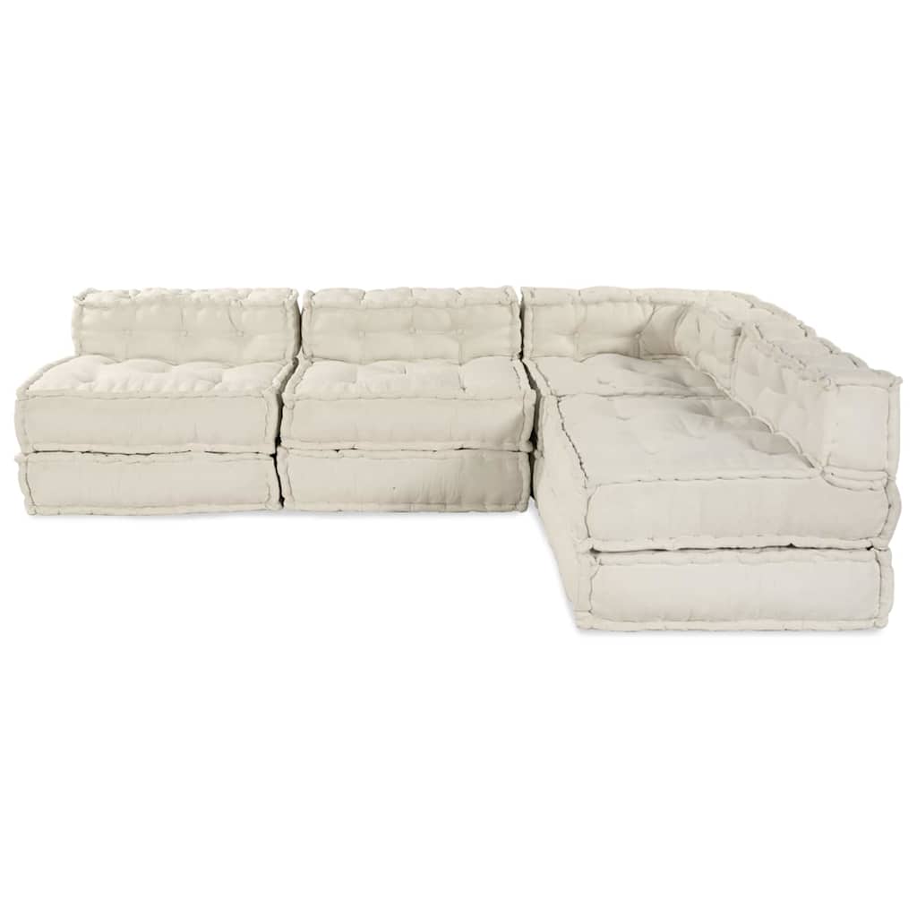 Set fotolii puf modulare, 4 buc, crem, textil GartenMobel Dekor