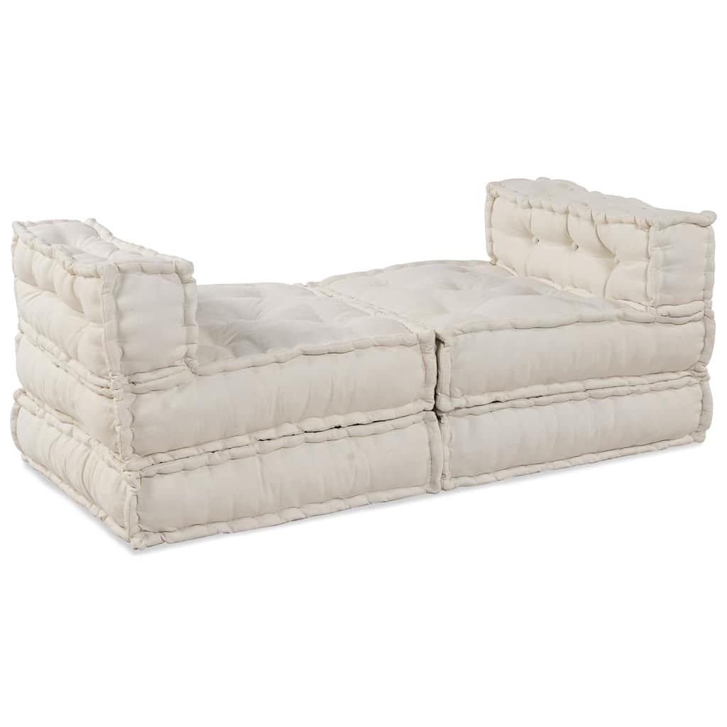 Set fotolii puf modulare, 4 buc, crem, textil GartenMobel Dekor