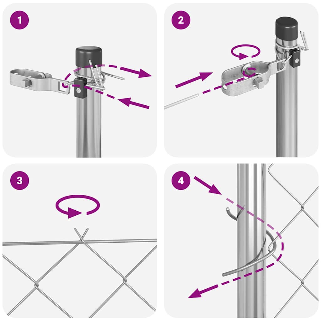 Set de Stâlpi de Gard Argintiu 0.4 x 10 m Oțel galvanizat GartenMobel Dekor