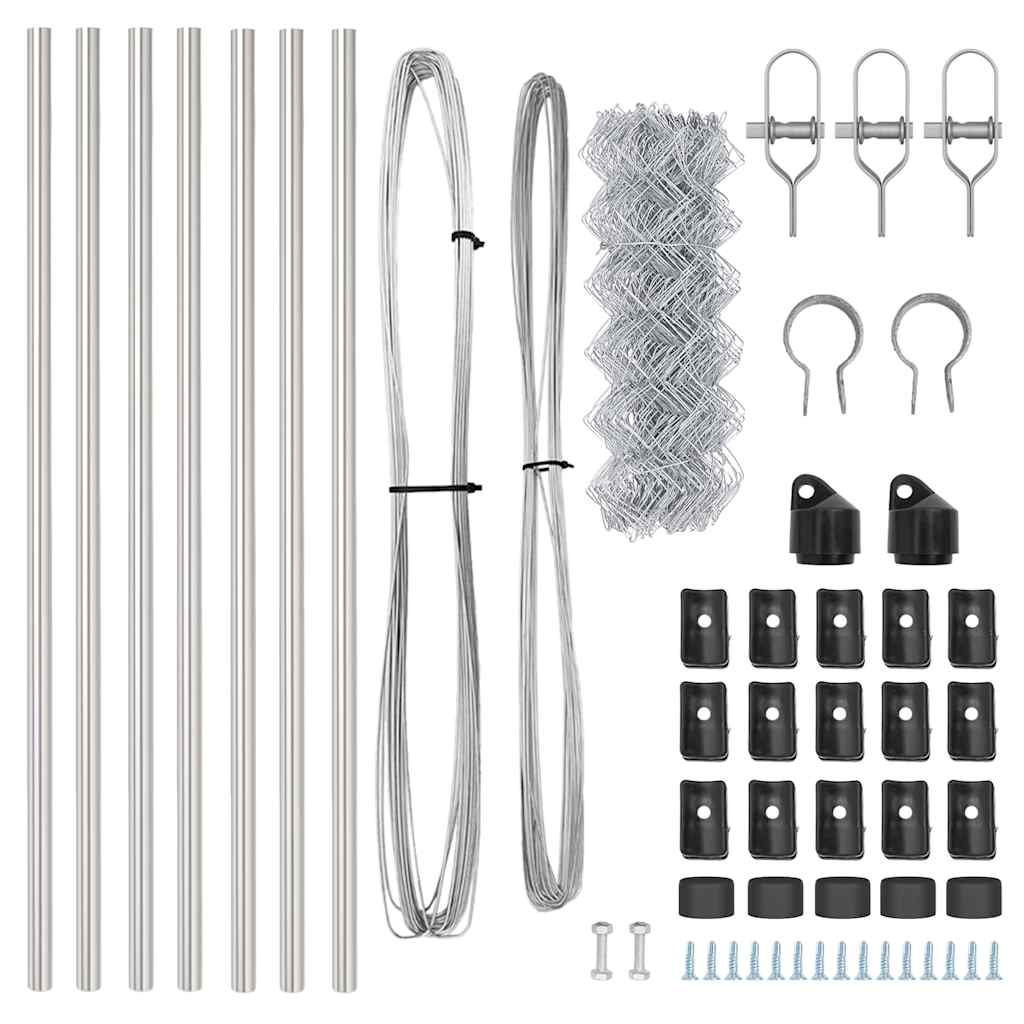 Set de Stâlpi de Gard Argintiu 0.4 x 10 m Oțel galvanizat GartenMobel Dekor