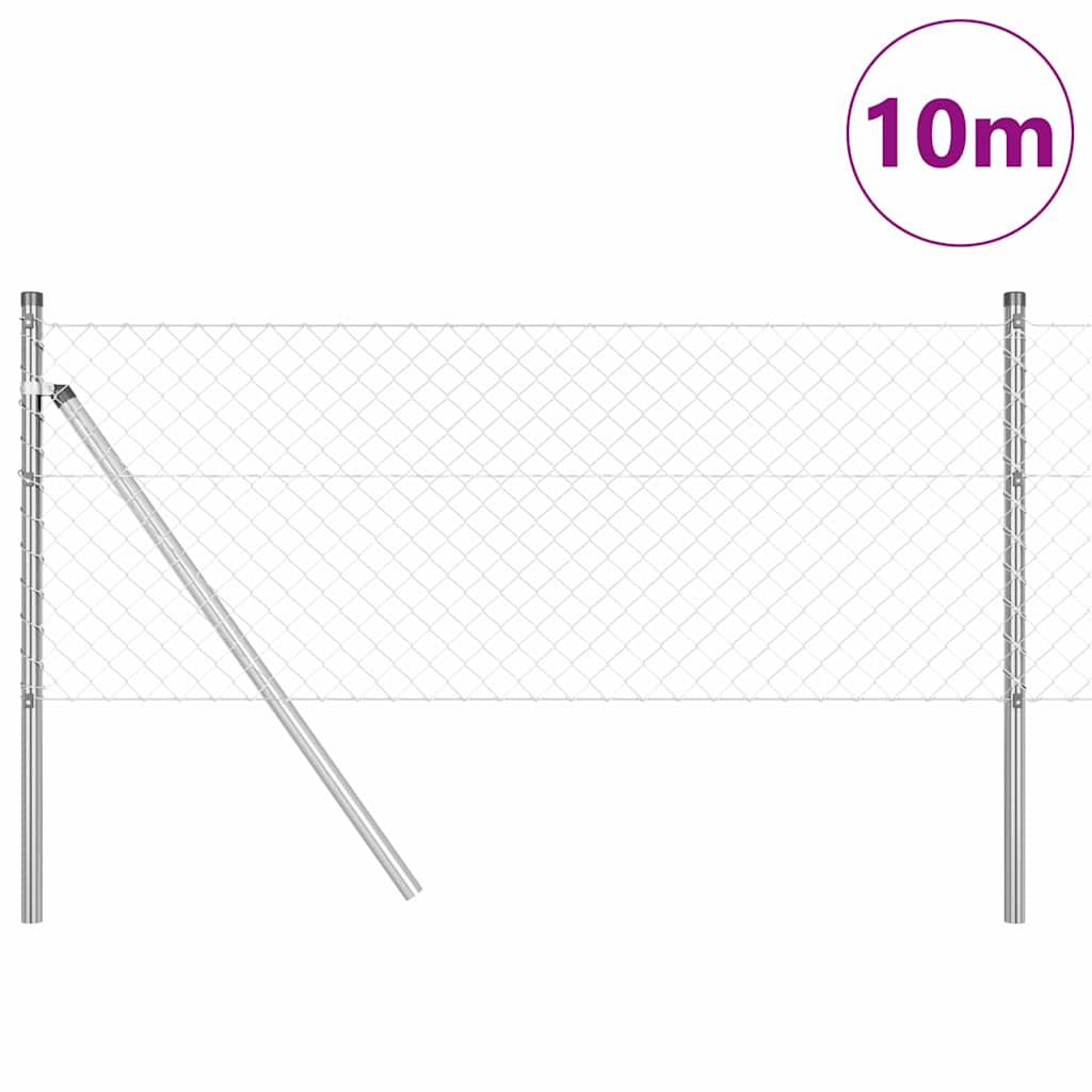 Set de Stâlpi de Gard Argintiu 0.4 x 10 m Oțel galvanizat GartenMobel Dekor