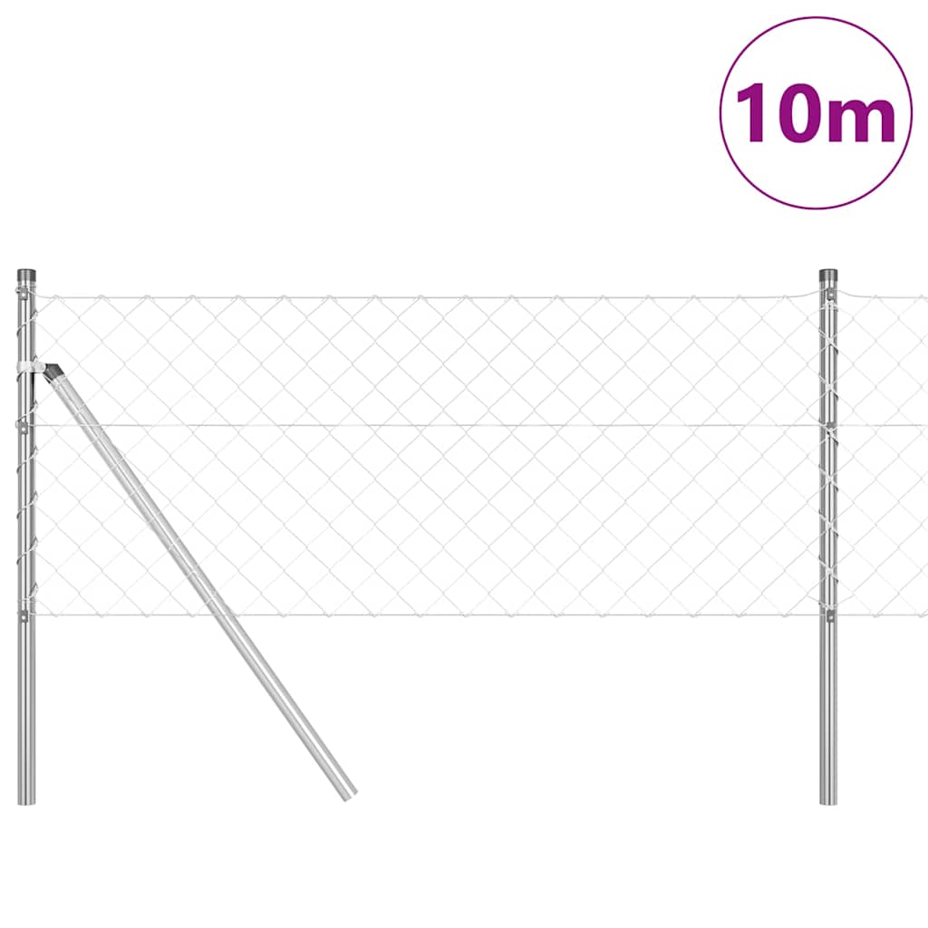 Set de Stâlpi de Gard Argintiu 0.4 x 10 m Oțel galvanizat GartenMobel Dekor