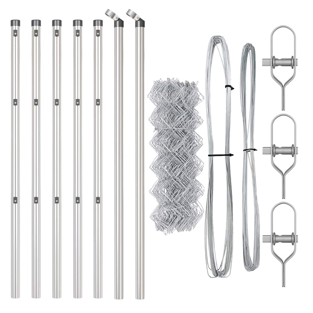 Set de Stâlpi de Gard Argintiu 0.8 x 10 m Oțel Galvanizat GartenMobel Dekor