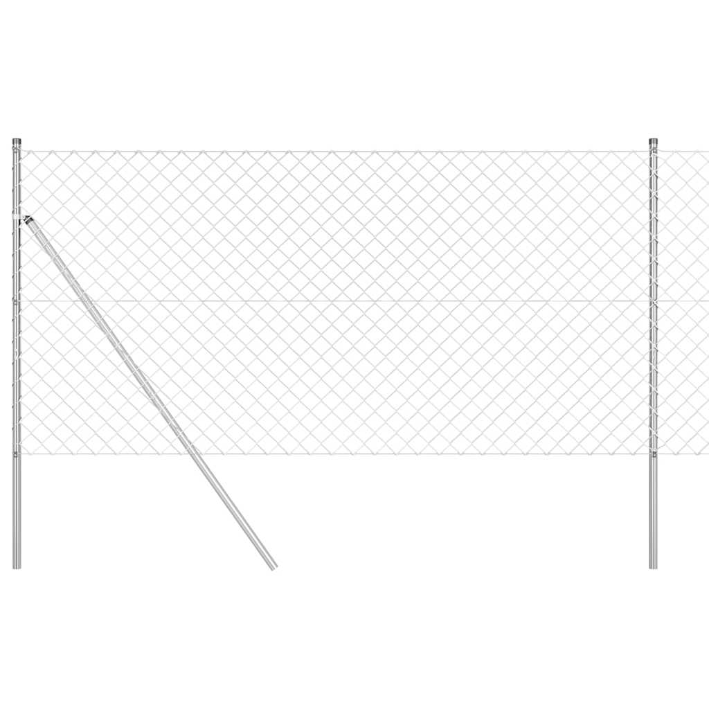 Set de Stâlpi de Gard Argintiu 1.2 x 10 m Oțel galvanizat GartenMobel Dekor