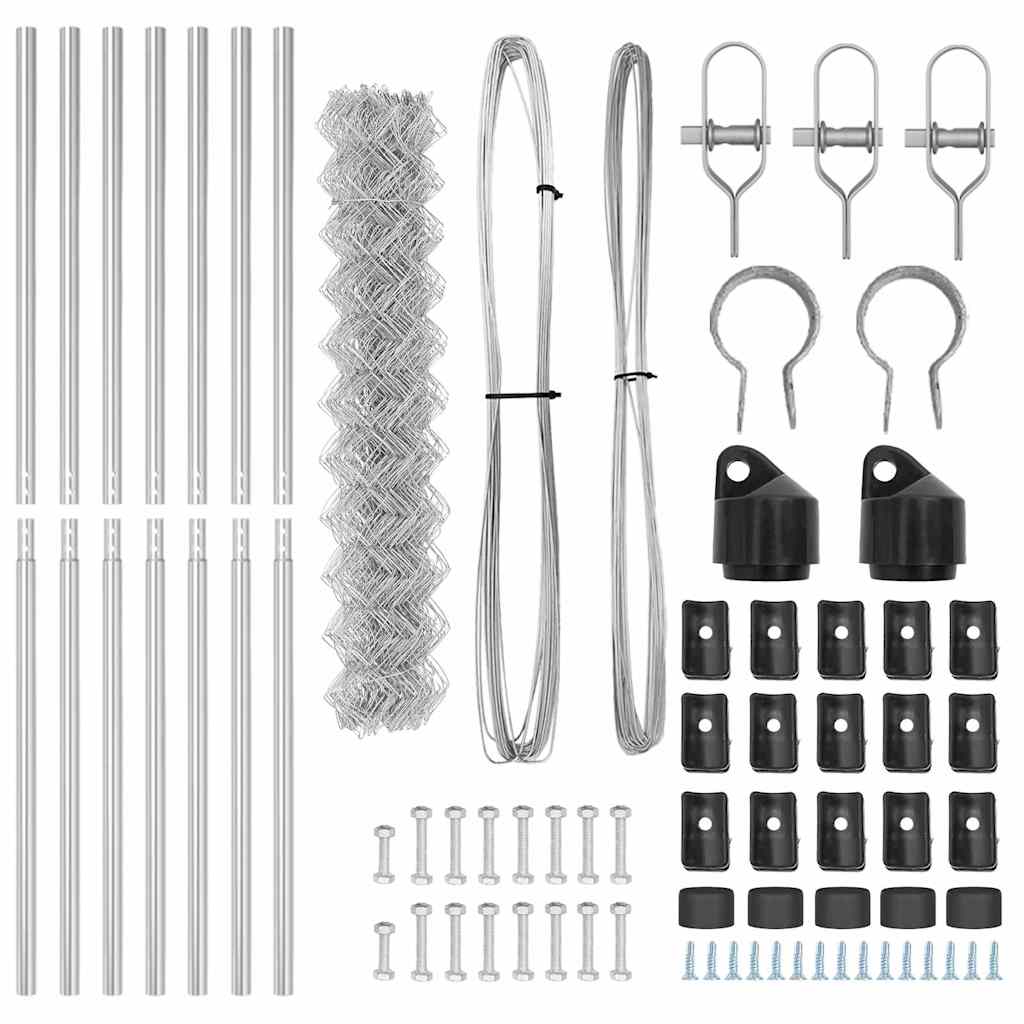 Set de Stâlpi de Gard Argintiu 1.5 x 10 m Oțel galvanizat GartenMobel Dekor