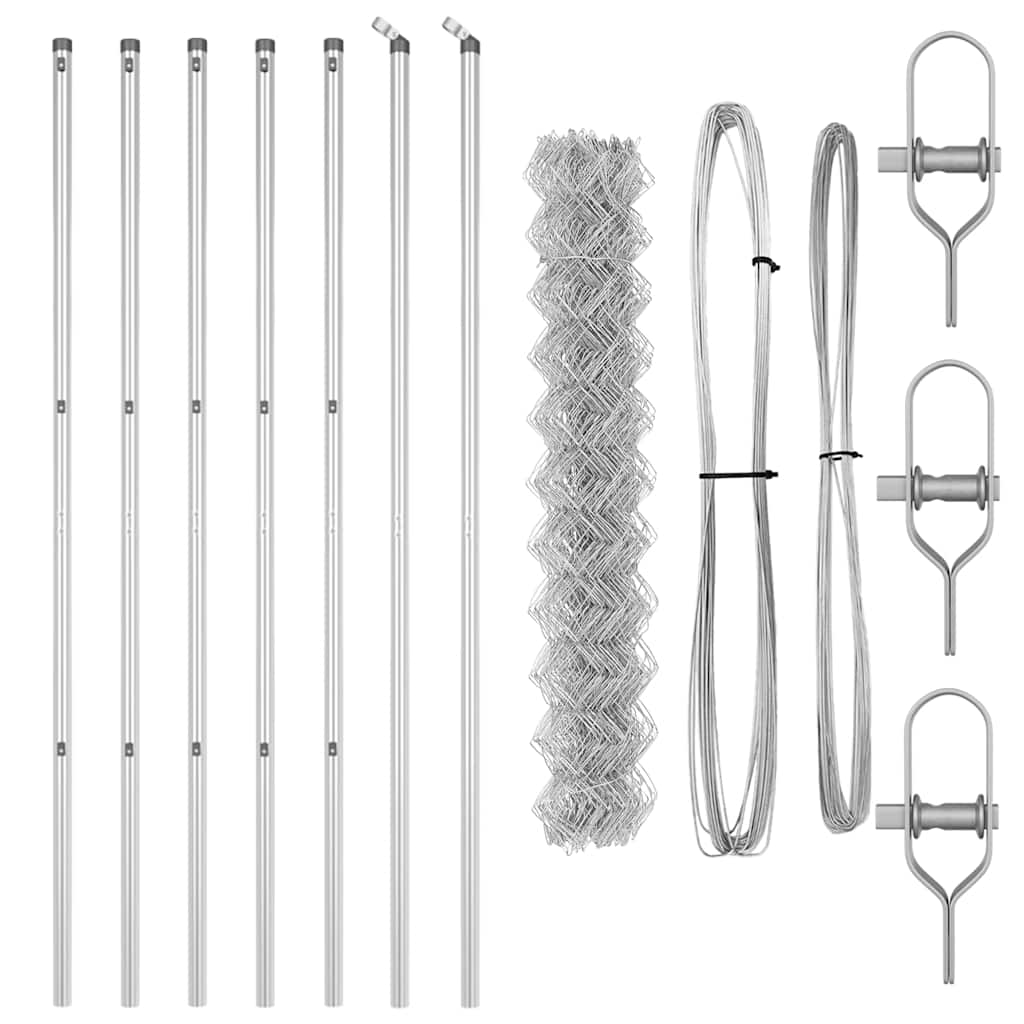 Set de Stâlpi de Gard Argintiu 1.5 x 10 m Oțel galvanizat GartenMobel Dekor