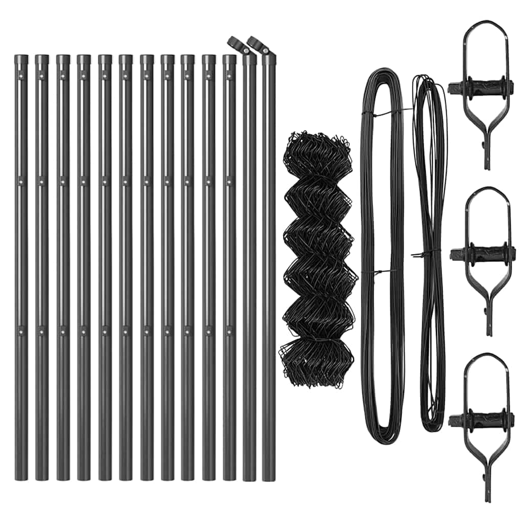 Set de Stâlpi de Gard Gri 0.4 x 25 m Oțel Galvanizat GartenMobel Dekor