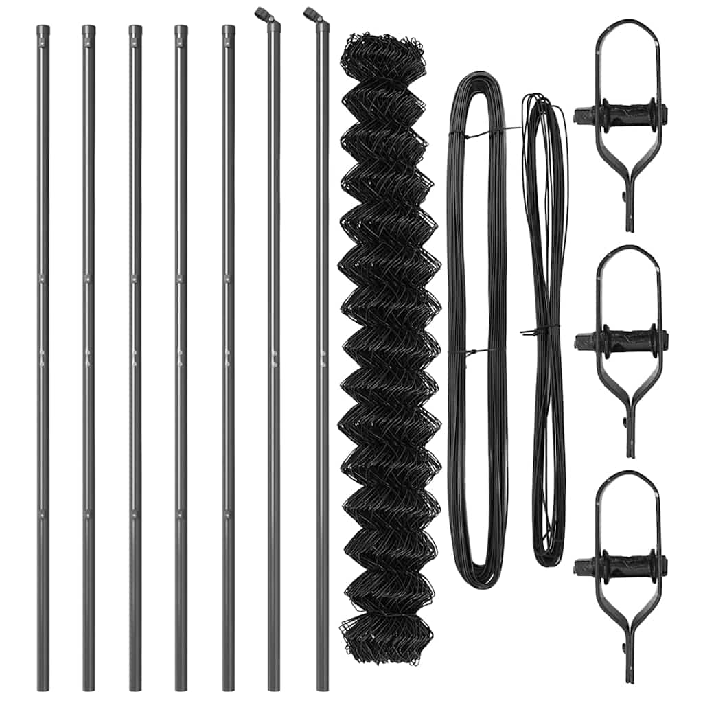 Set de Stâlpi de Gard Gri 1.5 x 10 m Oțel Galvanizat GartenMobel Dekor