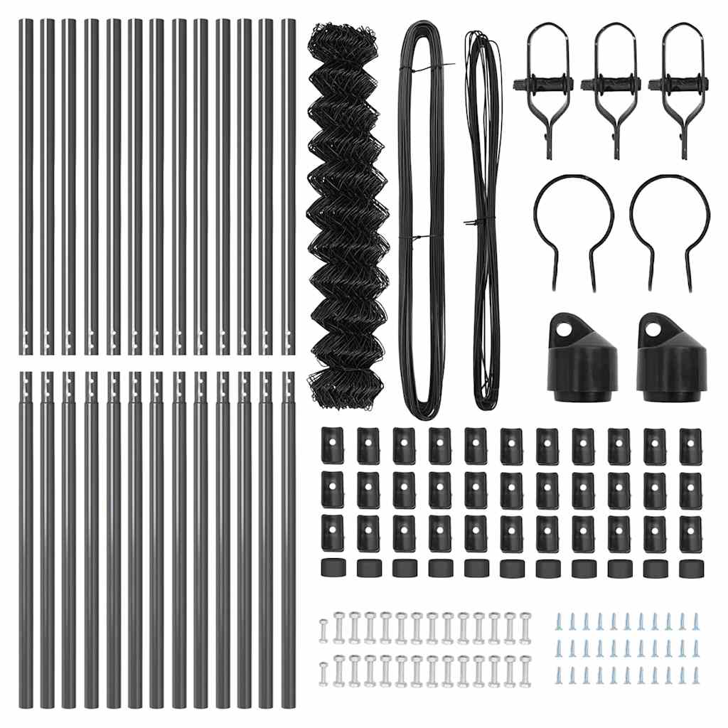 Set de Stâlpi de Gard Gri 1 x 25 m Oțel Galvanizat GartenMobel Dekor