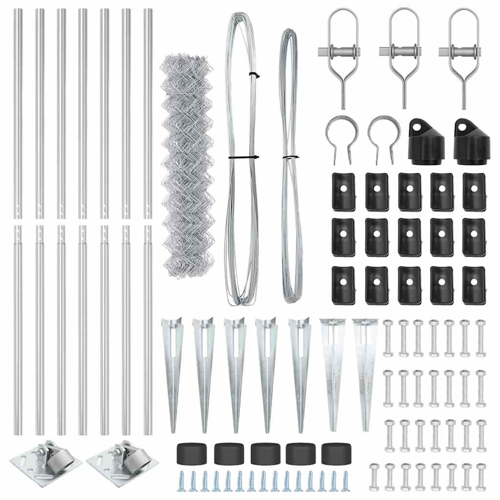 Set de Stâlpi de Gard Argintiu 10 m x 1.2 m Oțel galvanizat GartenMobel Dekor